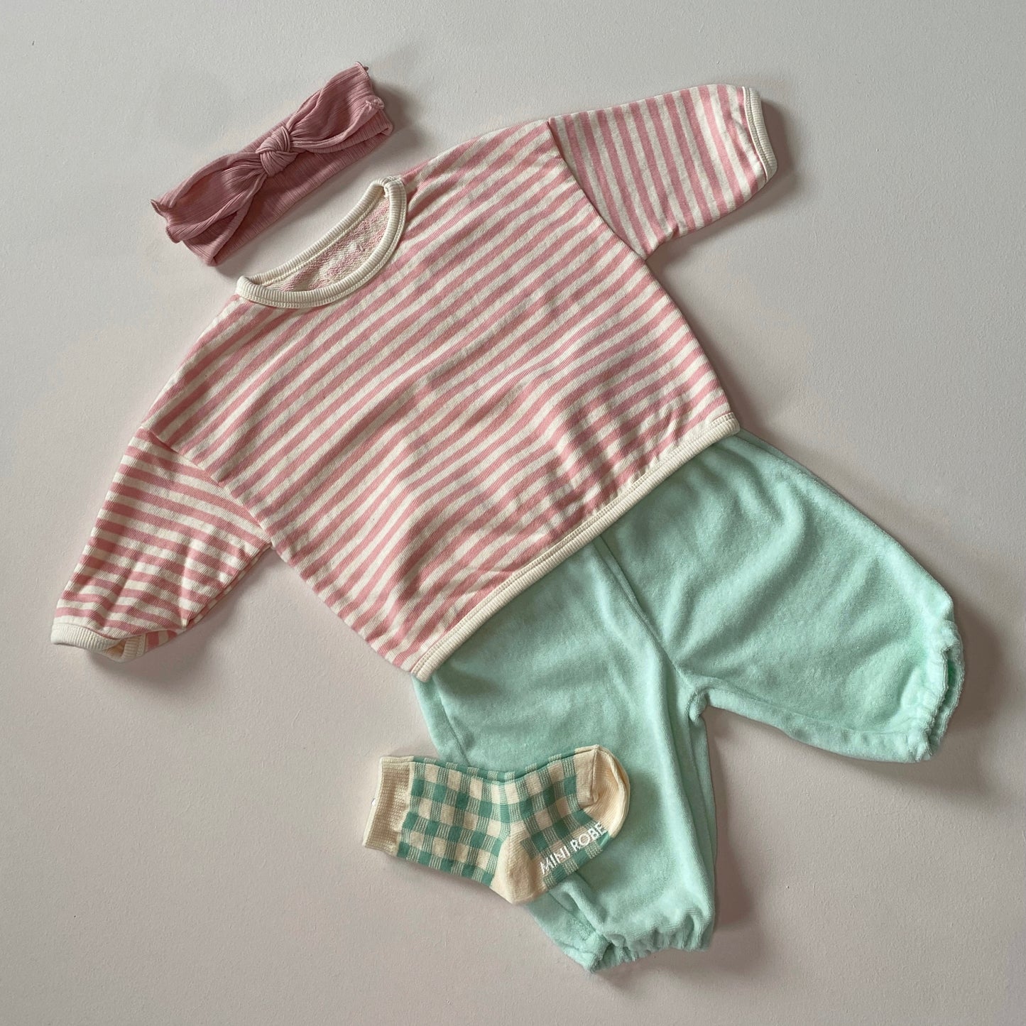 Striped piping sweatshirt - Pink