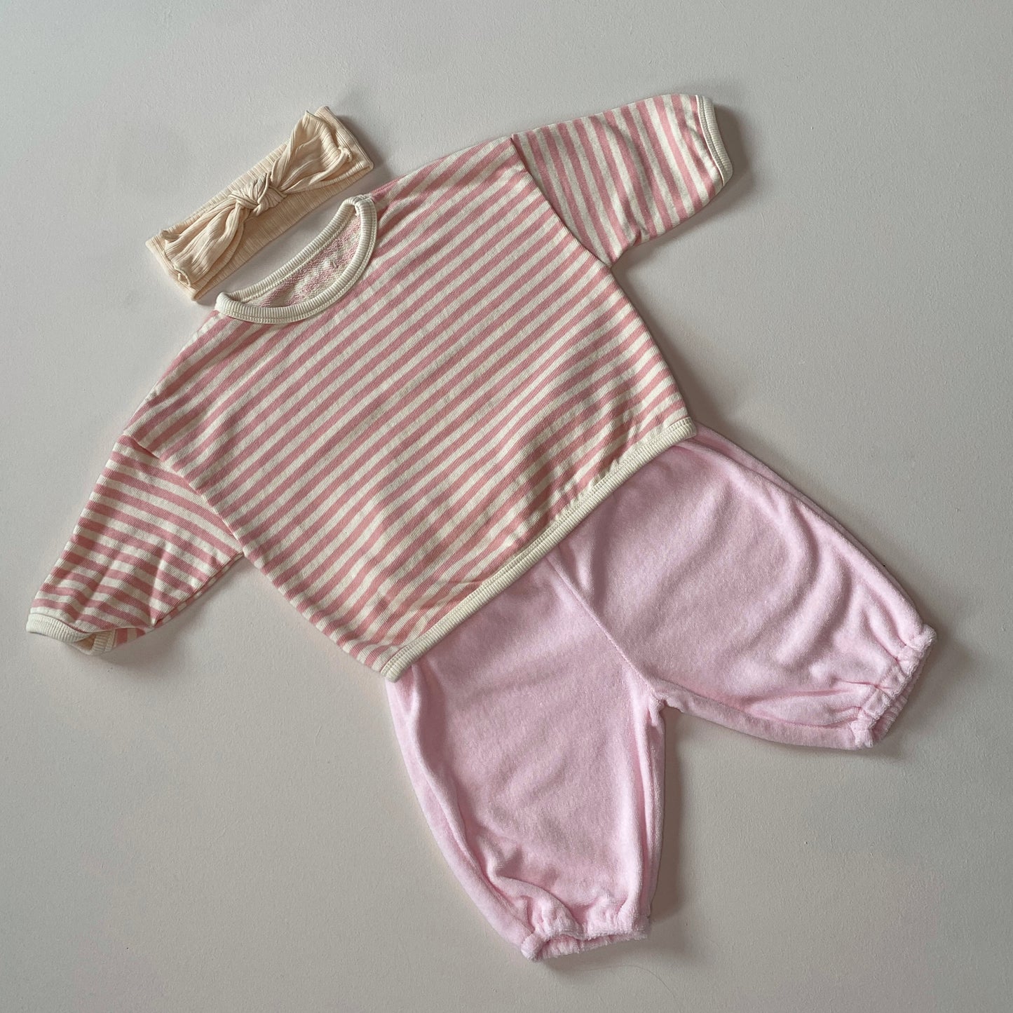 Striped piping sweatshirt - Pink
