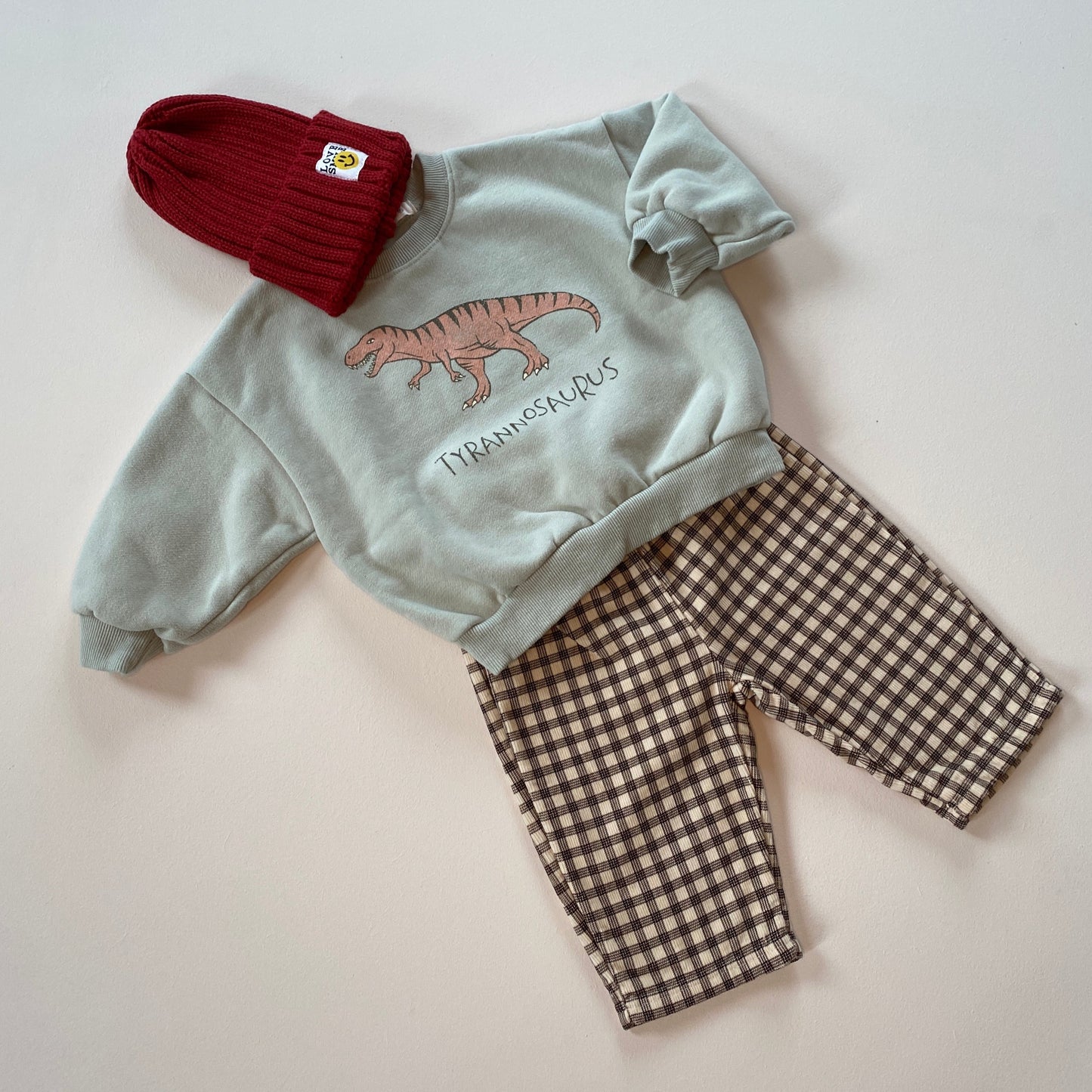 Flanel check pants - Cream