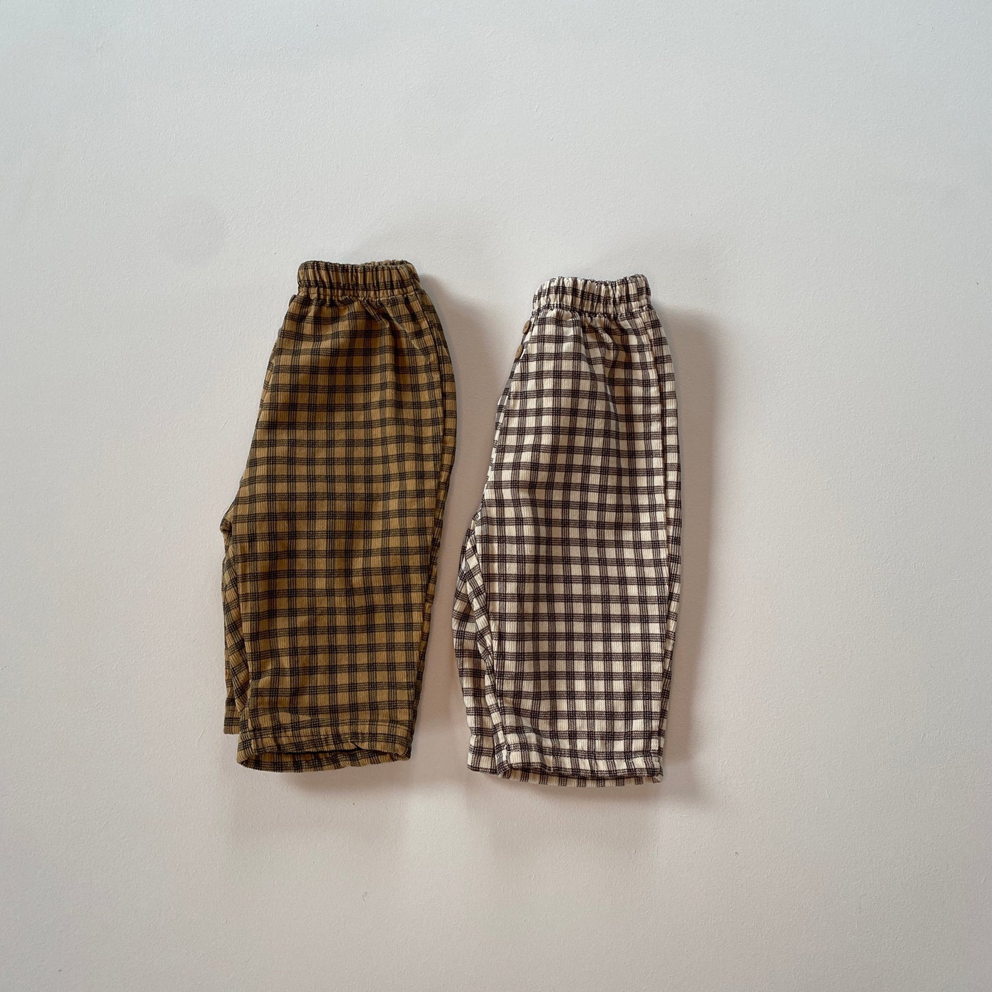 Flanel check pants - Cream