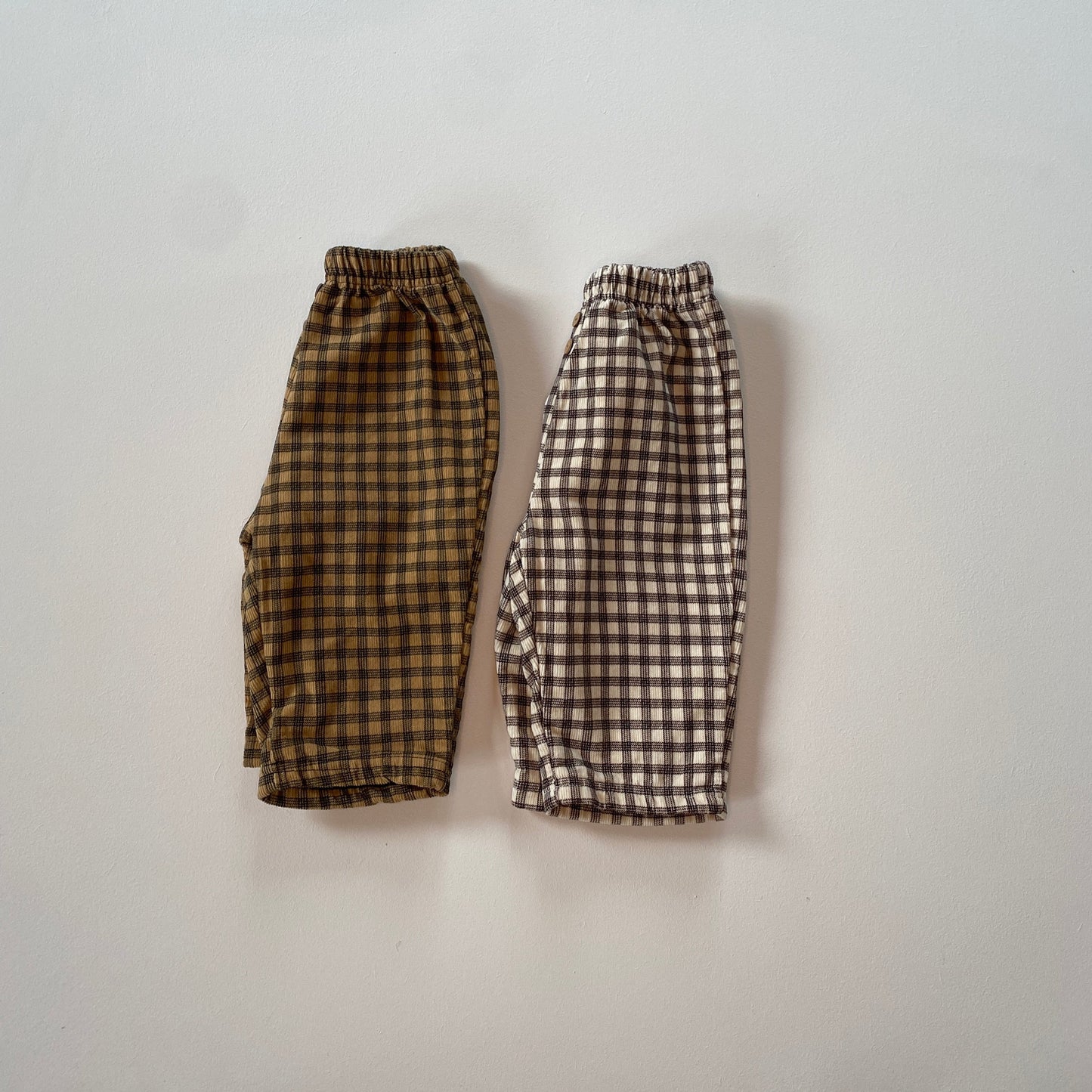 Flanel check pants - Brown