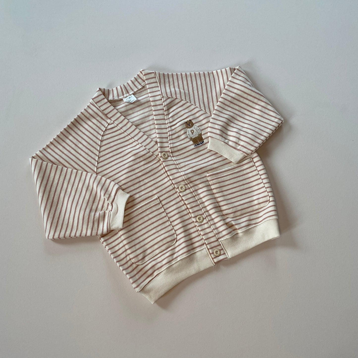 Bear stripes cardigan - Pink
