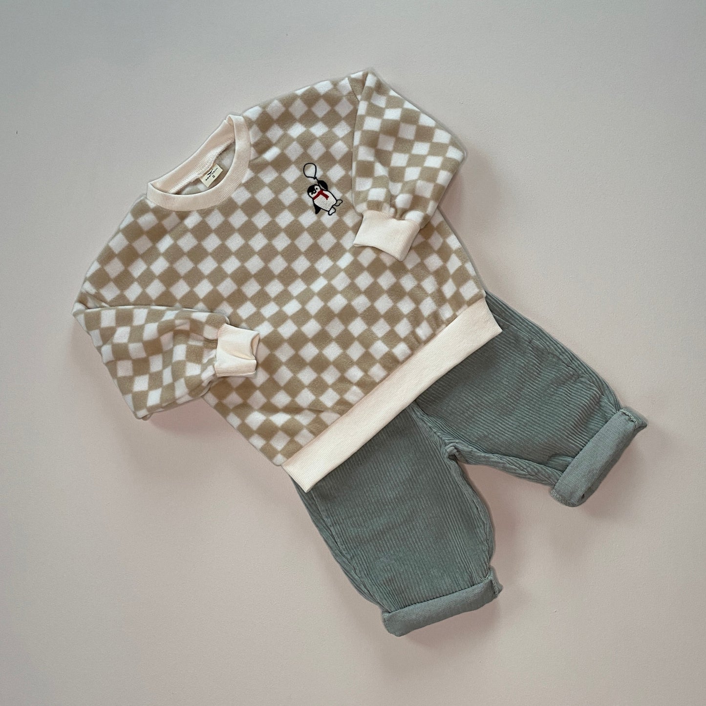 Fleece check sweater