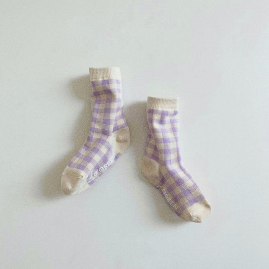 Check socks - Lilac