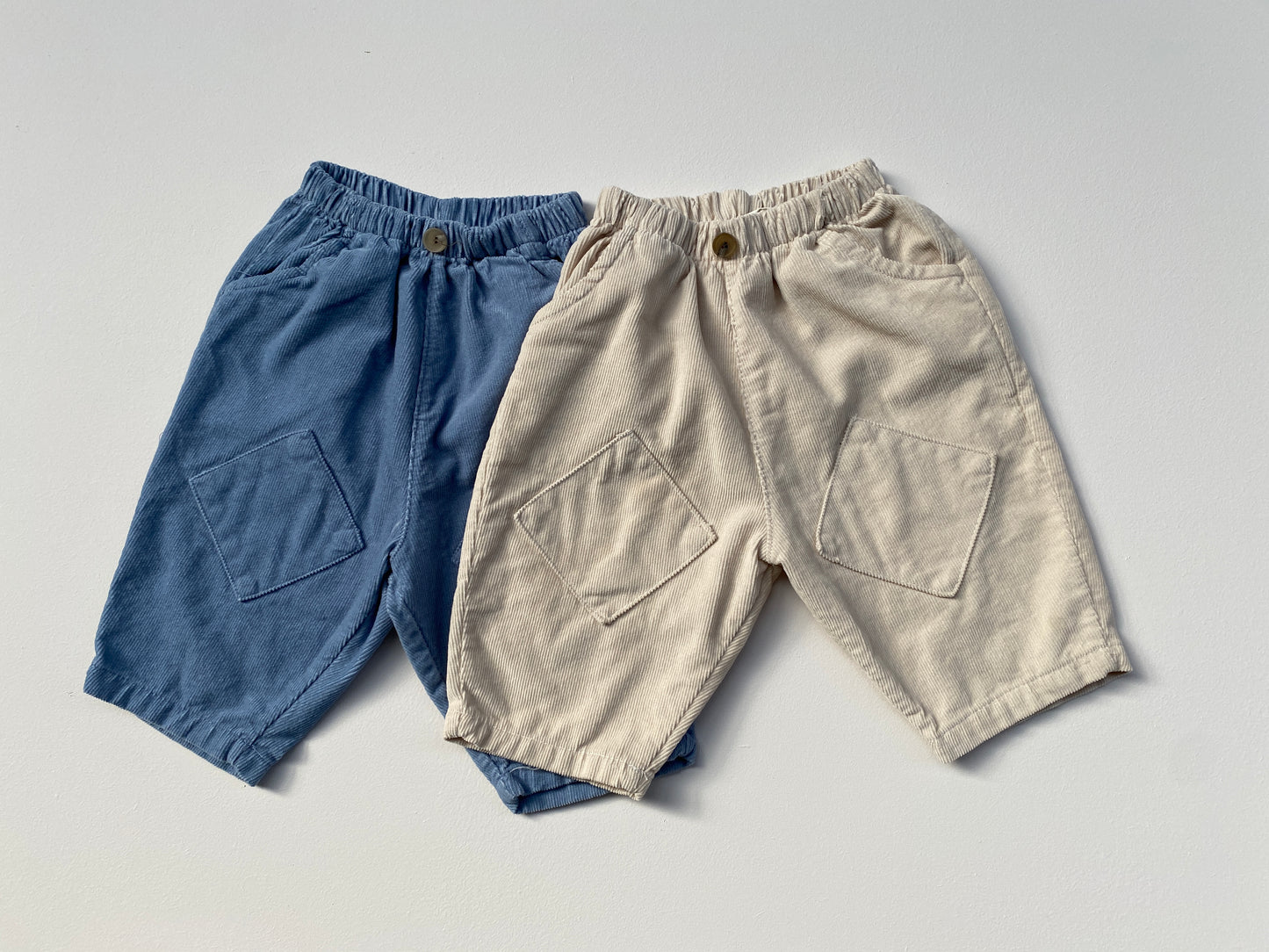 Rib square pants - Cream