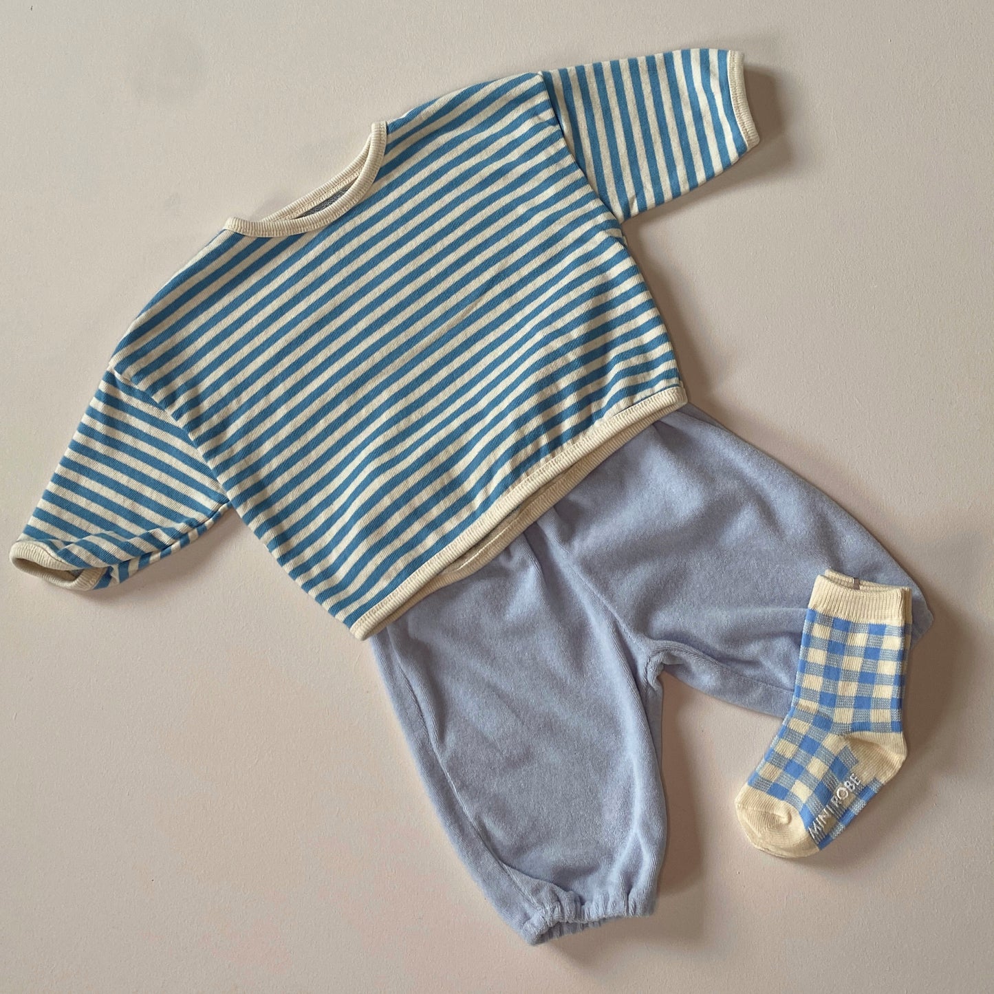 Striped piping sweatshirt - Sky blue