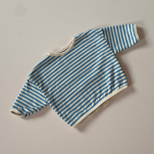 Striped piping sweatshirt - Sky blue