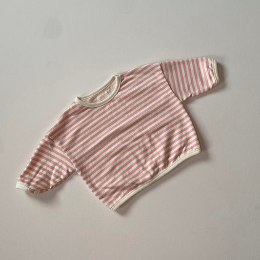Striped piping sweatshirt - Pink