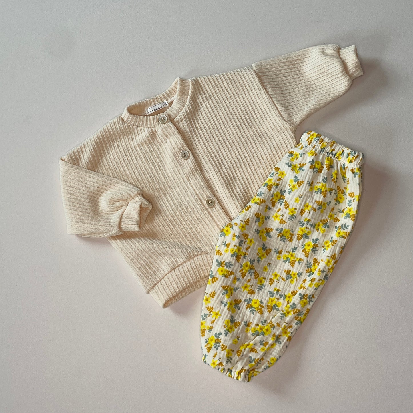 Flower muslin pants - Yellow