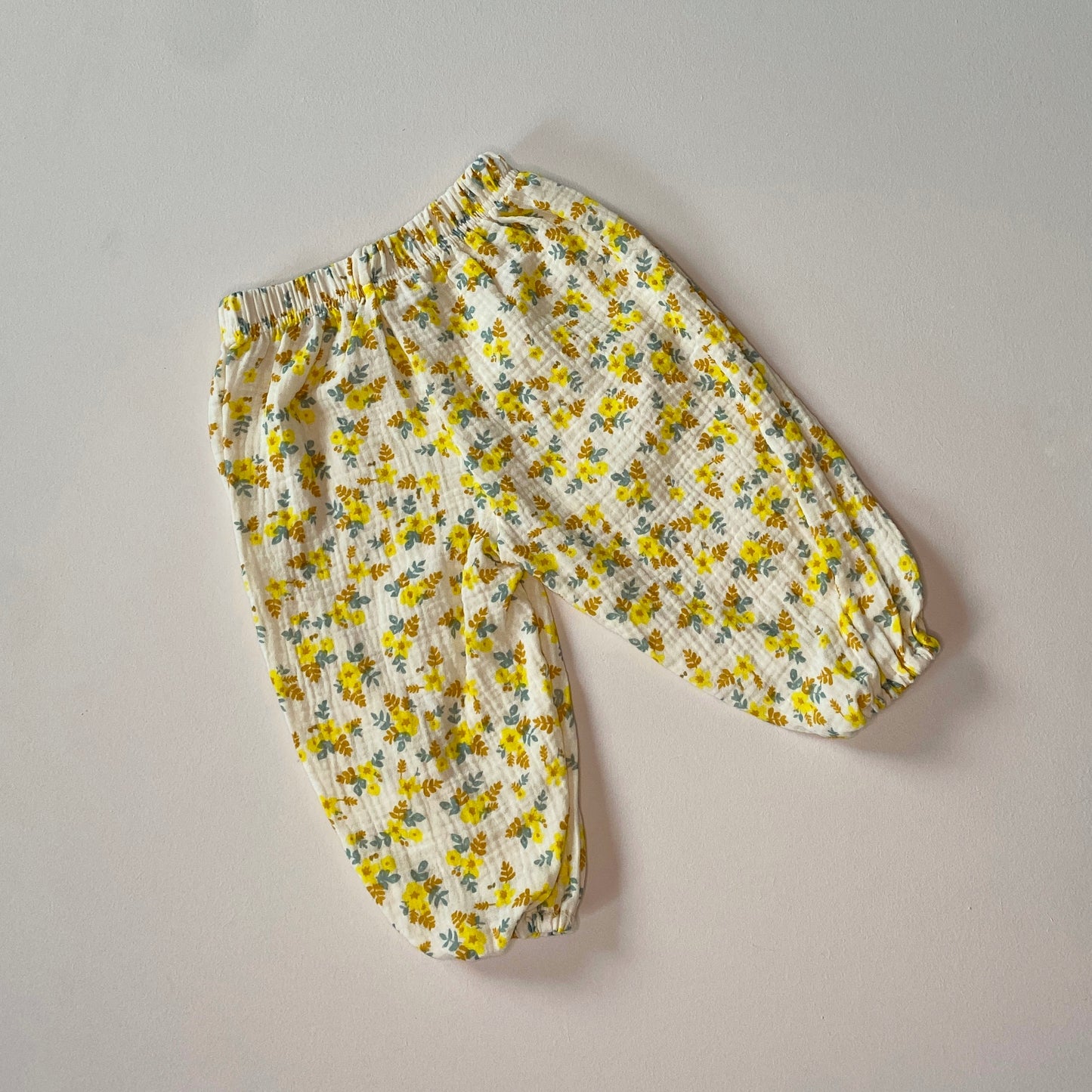 Flower muslin pants - Yellow