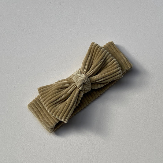 Velvet bow hairband - Light khaki