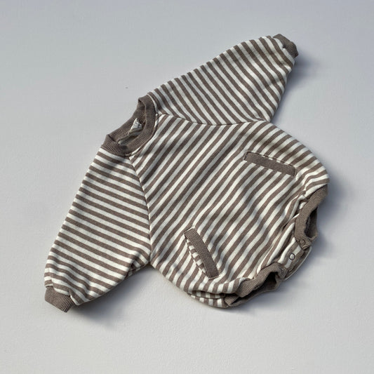 Striped pocket onesie - Mocha