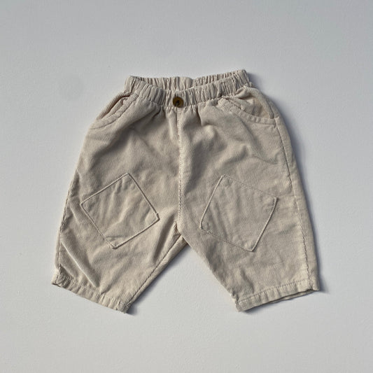 Rib square pants - Cream