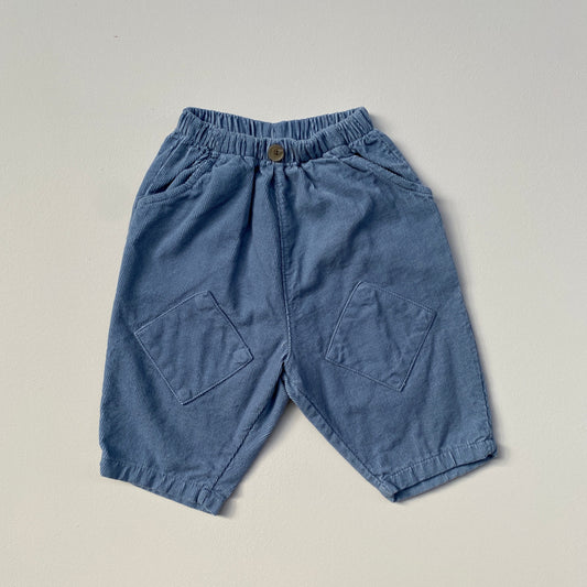 Rib square pants - Blue