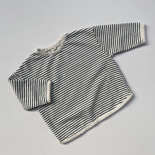 Long striped tee - Black