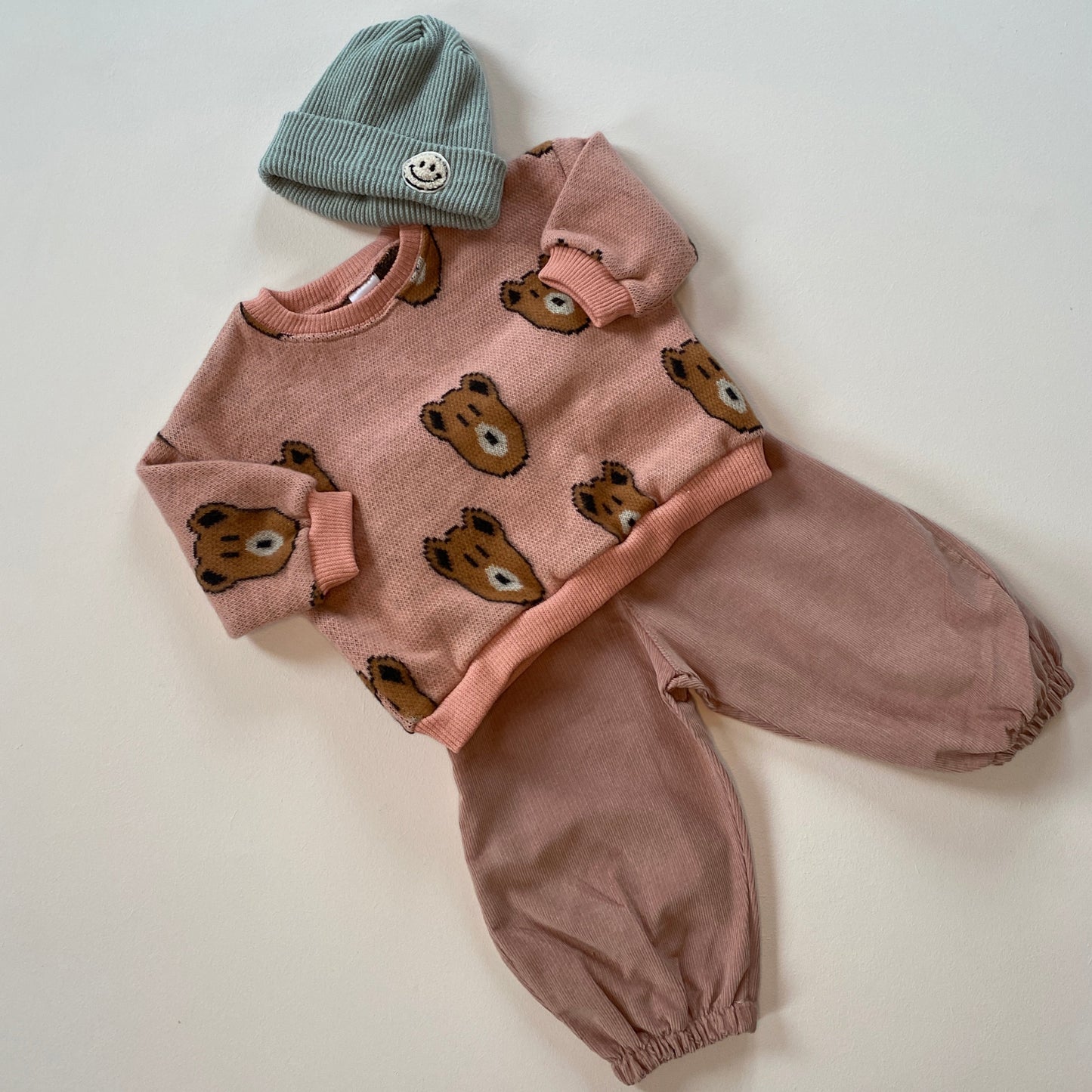 Knitted bear sweater - Pink