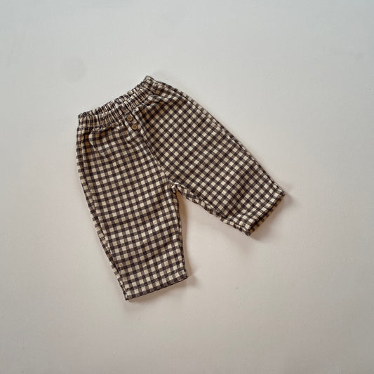 Flanel check pants - Cream